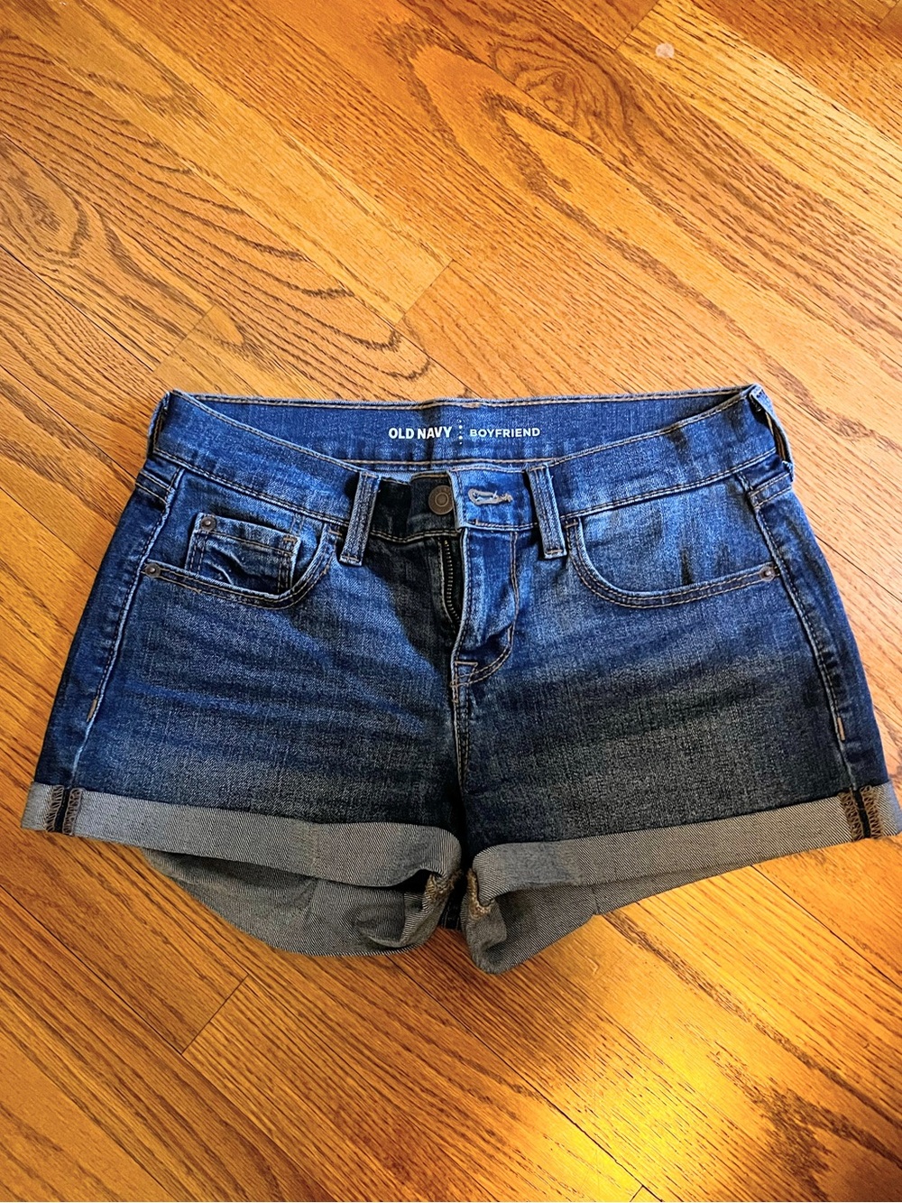 Old Navy Dark Blue Cuffed Boyfriend Jean Shorts